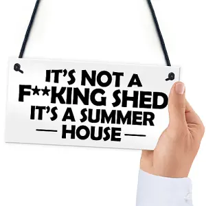 Funny Summerhouse Sign Joke Shed Sign Hanging Wall Door Plaque Home Sign Mum Dad Nan Grandad Gift