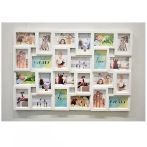 24 Pictures Multi Aperture Photo Frame For 24 Photos Holds 6x4 Inch White