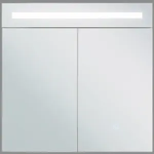 Bathroom Wall Mounted Mirror Cabinet with LED White 60 x 60 cm JARAMILLO