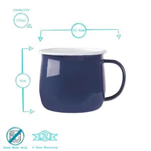 Argon Tableware - Coloured Enamel Belly Mugs - 375ml - Pack of 12 - Navy