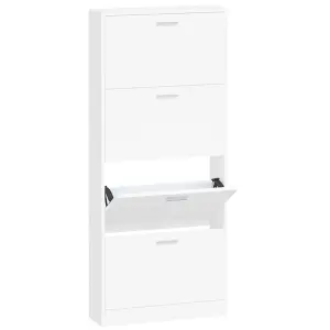 Berkfield Shoe Cabinet White 59x17x150 cm Engineered Wood