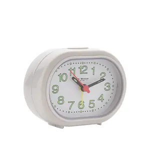 Analogue Quartz Movement / Crystal Alarm Tabletop Clock in White