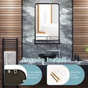 Costway Wall-mounted Bathroom Mirror Decorative Farmhouse Wall Mirror