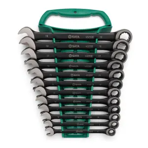 Sata 12pc Metric Combi Ratcheting Wrench Set-Metric - Black Edition