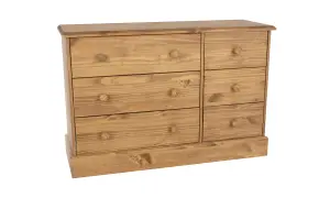 3+3 drawer wide chest, Antique waxed, Cotswold collection