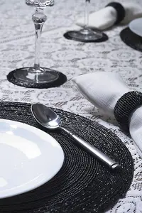 Penguin Home Glass Beaded, Round Placemat, Coasters and Napkin Rings