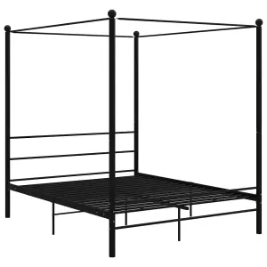 Berkfield Canopy Bed Frame Black Metal 160x200 cm