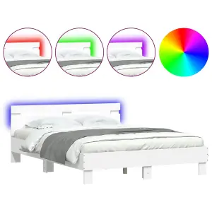 Berkfield Bed Frame with LED without Mattress White 140x190 cm