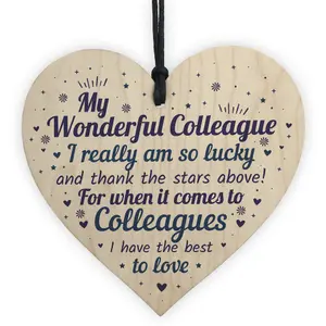 Red Ocean Colleague Plaque Wooden Heart Gift For Colleague Birthday Christmas Card Gift Keepsake Sign