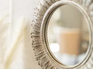 Distressed Silver Feathered Mirror