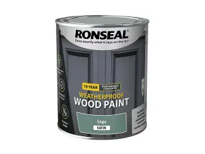 Ronseal 39398 10 Year Weatherproof Wood Paint Sage Satin 750ml RSL39398