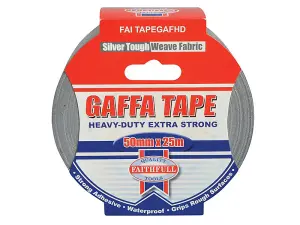 Faithfull 00465025SITB Heavy-Duty Gaffa Tape 50mm x 25m Silver FAITAPEGAFHD