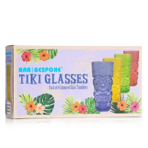 Bar Bespoke Coloured Tiki Highball Glass - Set of 4