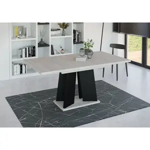 Extendable Dining Table Alekzander Light Grey/Black