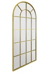 MirrorOutlet Arcus - Gold Framed Arched Window Garden Mirror 71" X 33.5" (180 x 85CM)