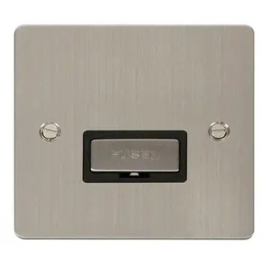 Flat Plate Stainless Steel 13A Fused Ingot Connection Unit - Black Trim - SE Home