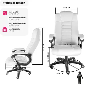 tectake Luxury office chair made of artificial leather - desk chair computer chair - white