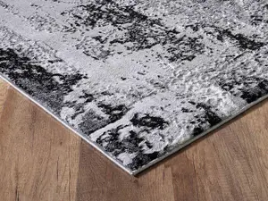 Serenity Modern Abstract Acrylic Contemporary Area Rugs Black 200x290 cm