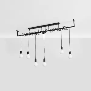 Salamanca Fabric & Steel Black 6 Light Classic Chandelier