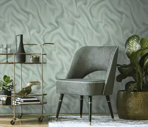 Glamourous Silk Design with and Satin Finish Mural in Sage