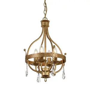 Elstead Windsor 4 Light Cage Pendant - Gold Patina, E14