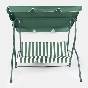 3 Seater Swing Bench Garden Furniture Set Outdoor Canopy Patio Sofa, Green