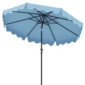 Costway 9 FT Patio Umbrella Outdoor Heavy-Duty 2-Tier Market Table Umbrella