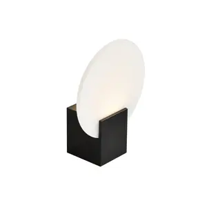 Nordlux Hester Indoor Ensuite Shower Bathroom Plastic Wall Light in Black (Diam) 9.3cm