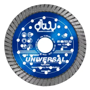 DTW Pro Turbo Universal Diamond Blade 115mm/4.5" x 22.23