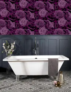 Arthouse Austin Rose Purple Wallpaper