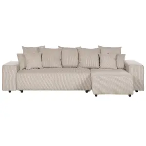 Corner Sofa LUSPA Taupe Corduroy Left Hand