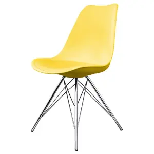 Soho Yellow Plastic Dining Chair with Chrome Metal Legs