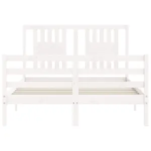 Berkfield Bed Frame with Headboard White 140x190 cm Solid Wood