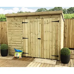 7 x 6 WINDOWLESS Garden Shed Pressure Treated T&G PENT Wooden Garden Shed + Double Doors (7' x 6' / 7ft x 6ft) (7x6)