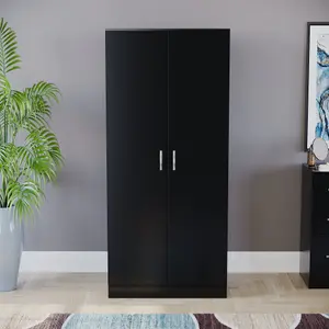 Vida Designs Riano Black 2 Door Wardrobe (H)1700mm (W)760mm (D)470mm