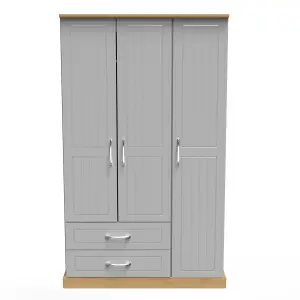 Whitby Triple Wardrobe in Grey Ash & Oak (Ready Assembled)