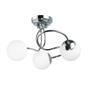 Sleek and Modern Chrome Plated IP44 Bathroom Ceiling Lamp with Opal Glass Heads