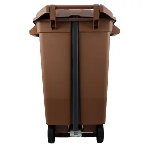 120 Litre Wheelie Bin with Foot Pedal - Brown Base & Brown Lid