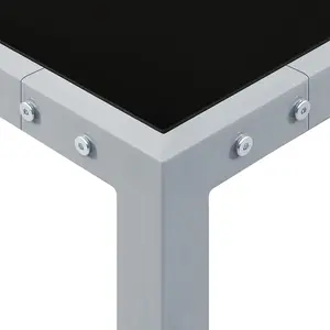 Berkfield Garden Table 130x130x72 cm Grey Steel and Glass