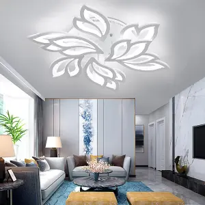 9 Head Petal Flower Shaped Acrylic LED Energy Efficient Semi Flush Ceiling Light Fixture Cool White