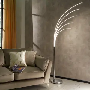 Palm LED 5 Light Arch Chrome Floor Lamp