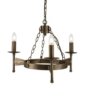 Elstead Cromwell Chandelier 3 Light Old Bronze Finish, E14