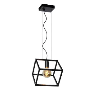 Lucide Fabian Modern Cube Pendant Light - 1xE27 - Black