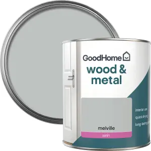 GoodHome Melville Satin Metal & wood paint, 750ml