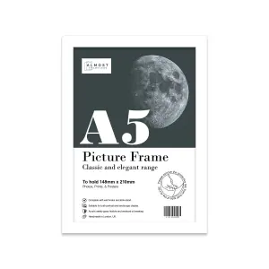 A5 White Picture Frame Fits A5 (14.8 x 21cm - 5.8 x 8.3in) Poster, Photo, Artwork, or Print.