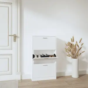 Berkfield Shoe Cabinet White 59x17x108 cm Engineered Wood