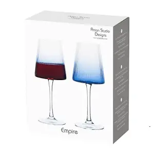 Anton Studios Empire Set of 2 Wine Glasses Blue