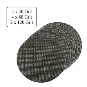 10 x Assorted Grit Hook and Loop 225mm Mesh Sanding Discs Orbital Sander Sheets