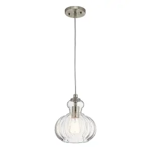 Elstead Riviera 1 Light Pendant, Brushed Nickel, E27