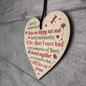 Red Ocean Christmas Tree Grave Memorial Ornament For Mum Wooden Heart Bauble Decoration Mother Mummy Gifts